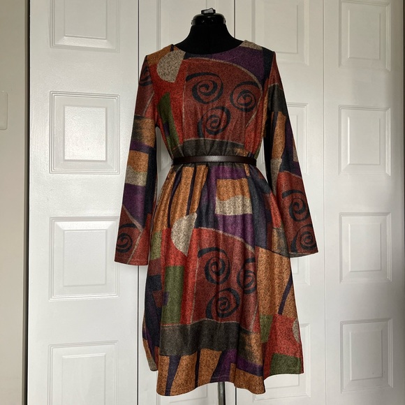 Misslook Long Sleeve Crewneck Dress | Size: L | Muti-Color - Picture 1 of 6